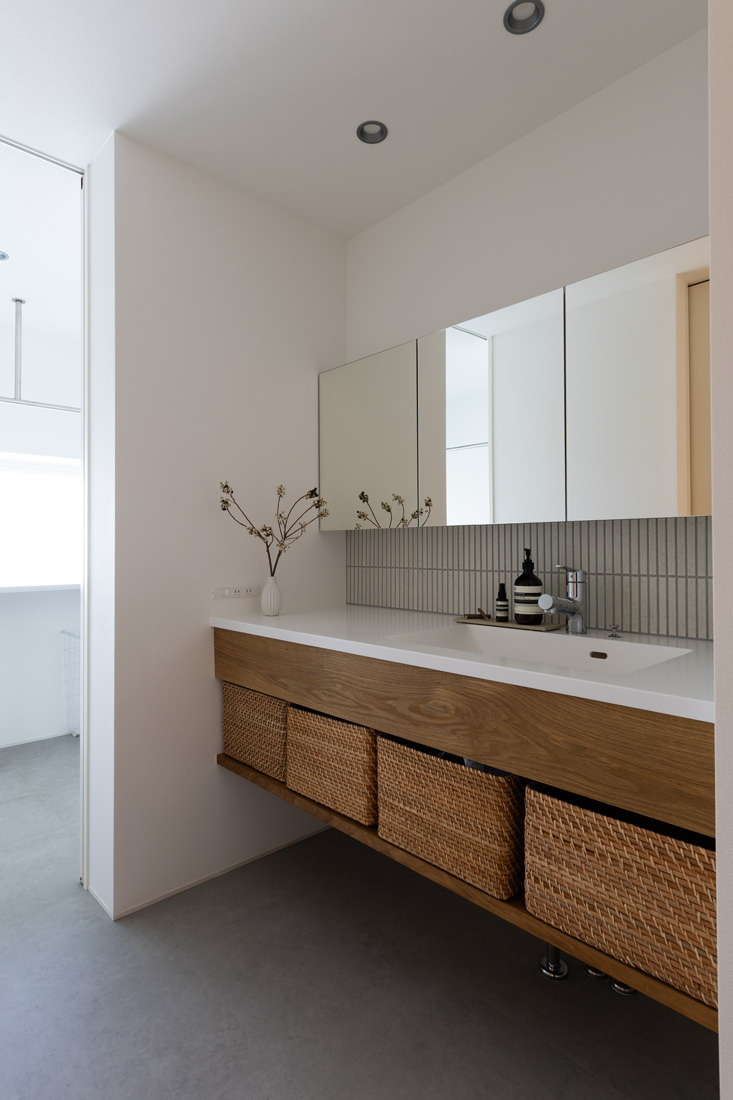 タイルがおしゃれな洗面所