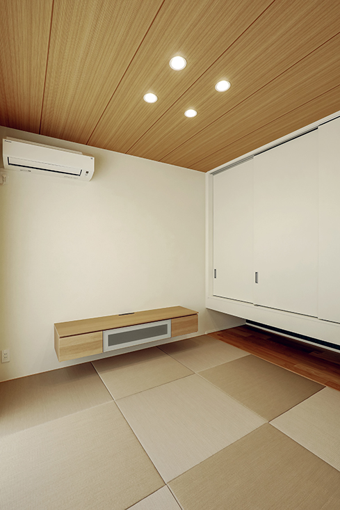 吹付塗装が柔らかな白×グレーの平屋｜坂出市